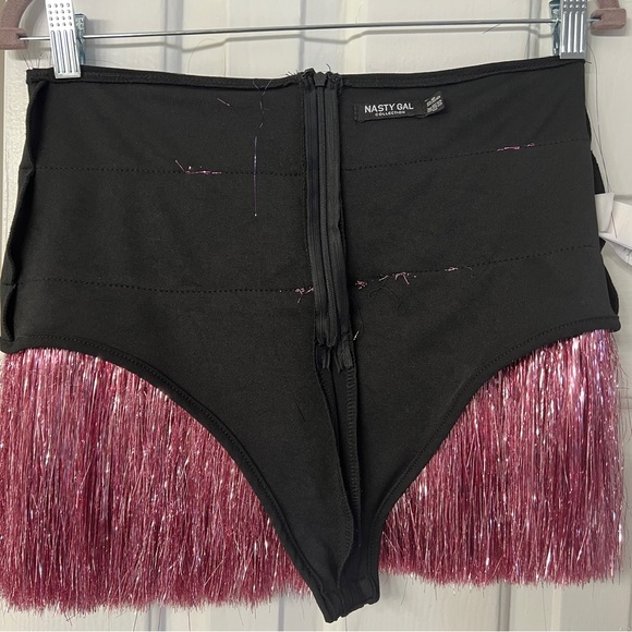 Nasty Gal Metallic Ombre Fringe Mini Skirt Purple Pink Size 6 - Picture 10 of 10